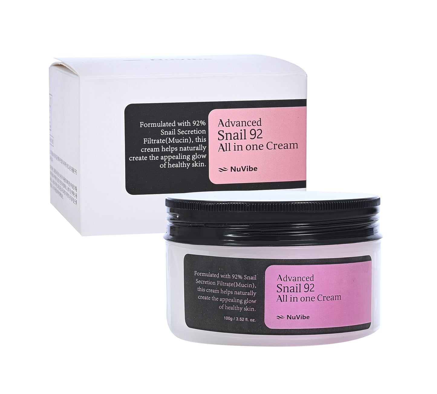 NuVibe ADVANCED Snail Mucin 92% Repair Moisturizer – 3.52 Oz (100g)