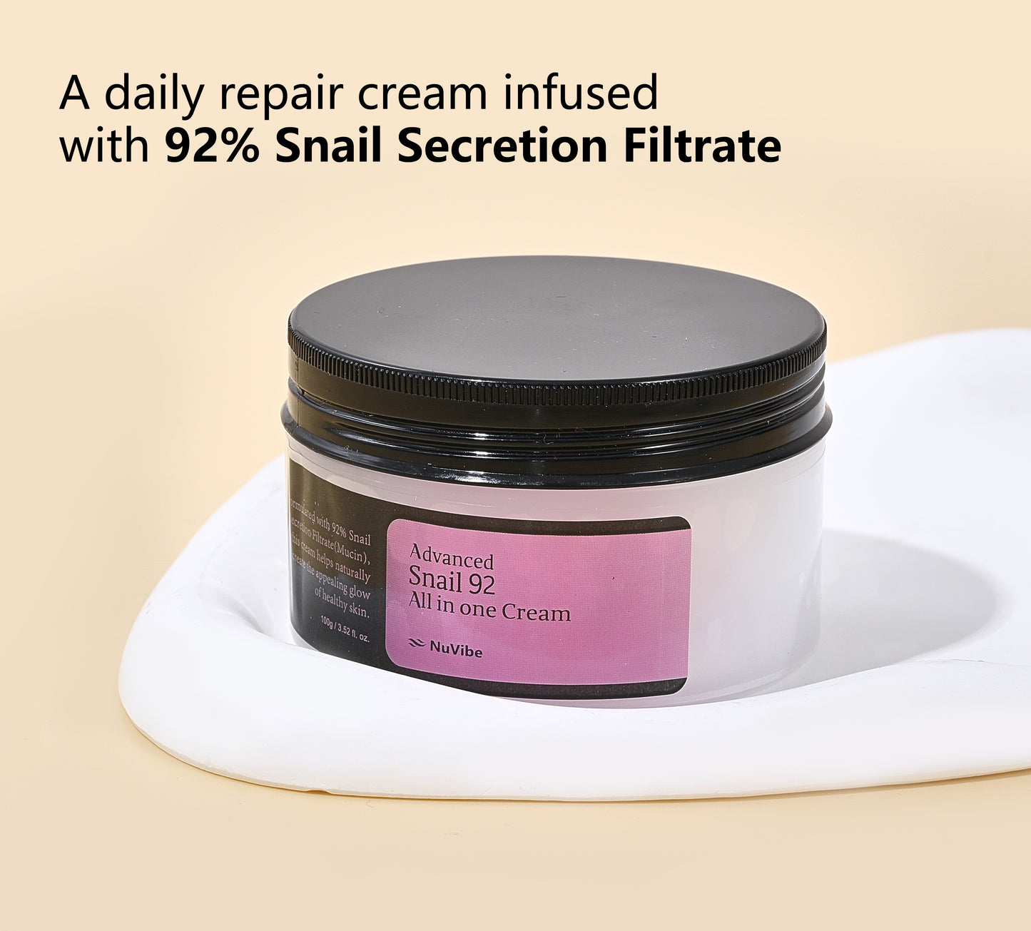 NuVibe ADVANCED Snail Mucin 92% Repair Moisturizer – 3.52 Oz (100g)