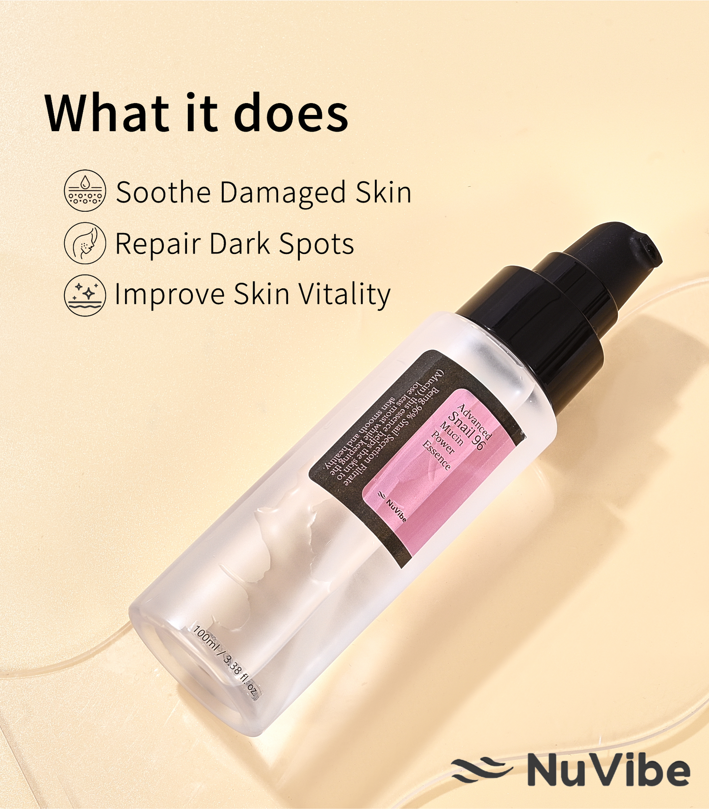 NuVibe ADVANCED Snail Mucin 96% Essence | 3.38 fl.oz (100ml)